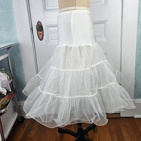 Unlabeled white cancan petticoat slip rockabilly retro square dance M - Picture 3 of 6